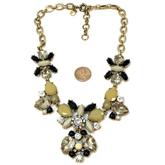 Designer J. Crew Gold-Tone Link Chain Crystal Cut Stone Statement Necklace image number 2