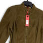 NWT Womens Green Long Sleeve Mock Neck Pockets Full-Zip Jacket Dress Sz XL image number 1