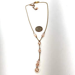 Designer Givenchy Gold-Tone Pink Crystal Cut Stone Fashion Chain Necklace