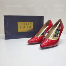 Vintage Stuart Weitzman Red Quasar Patent Leather Stiletto Heels Women's 5.5