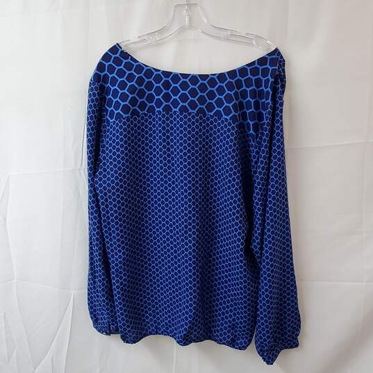 Ann Taylor Blue Pattern Long Sleeve Blouse Size XL image number 2