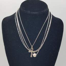 C.I. G BGF Sterling Silver Assorted Pendant Necklace & Chain Bundle 4pcs