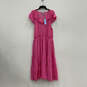 NWT Womens Pink Polka Dot Flutter Sleeve Ruffle V-Neck Maxi Dress Size 2X image number 1