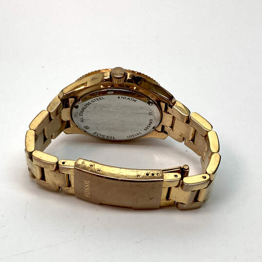 Designer Fossil AM4569 Gold-Tone Stainless Steel Analog Quartz Wristwatch image number 3