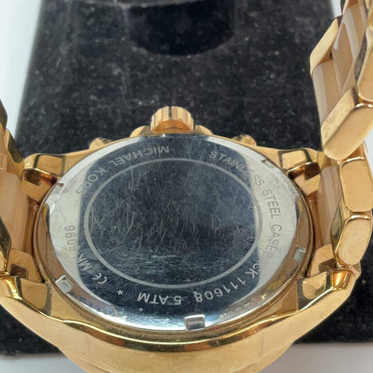 Designer Michael Kors MK-6096 Gold-Tone Rhinestone Analog Wristwatch image number 4