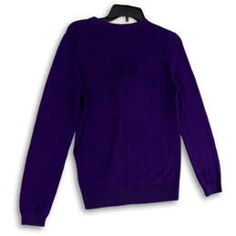 NWT Womens Purple Knitted Long Sleeve Tie Front Cardigan Sweater Size S 6-8 alternative image
