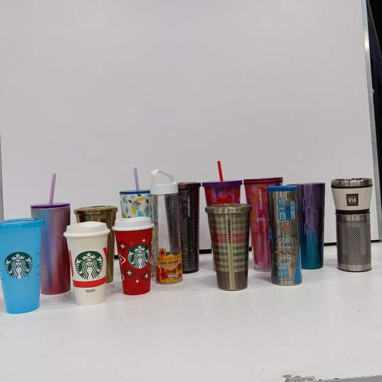 14pc Bundle of Assorted Starbucks Tumblers image number 1