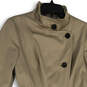 Womens Brown Mock Neck Welt Pocket Button Front Belted Trench Coat Size S image number 3