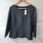 Women's Anne Taylor Black/Dark Gray Blouse with Faux Leather Sleeves Size 14 NWT image number 1