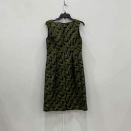 Womens Green Black Wave Print Sleeveless Round Neck Shift Dress Size 10 alternative image
