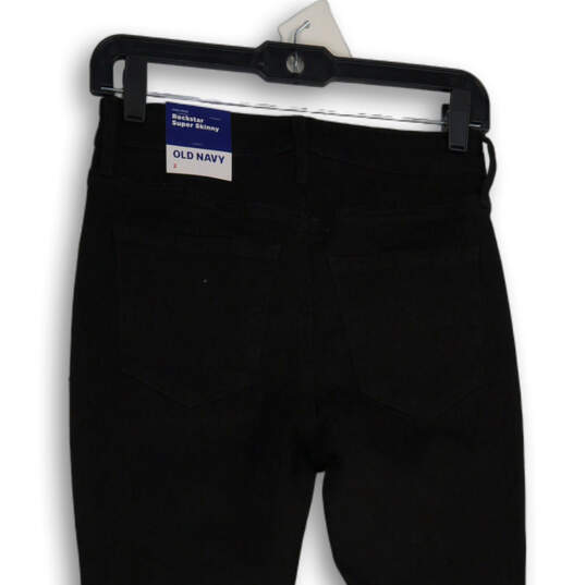 Womens Black Denim Dark Wash High-Rise Rockstar Super Skinny Jeans Size 2 image number 4