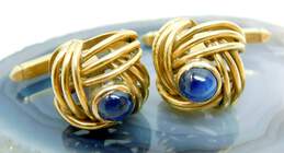 Vintage 18K Yellow Gold Sapphire Cabochon Cuff Links 12.1g