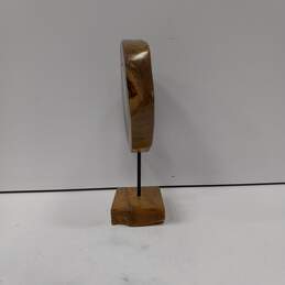 Brown Teak Wood Abstract Sculpture with Resin Embedded Home Decor