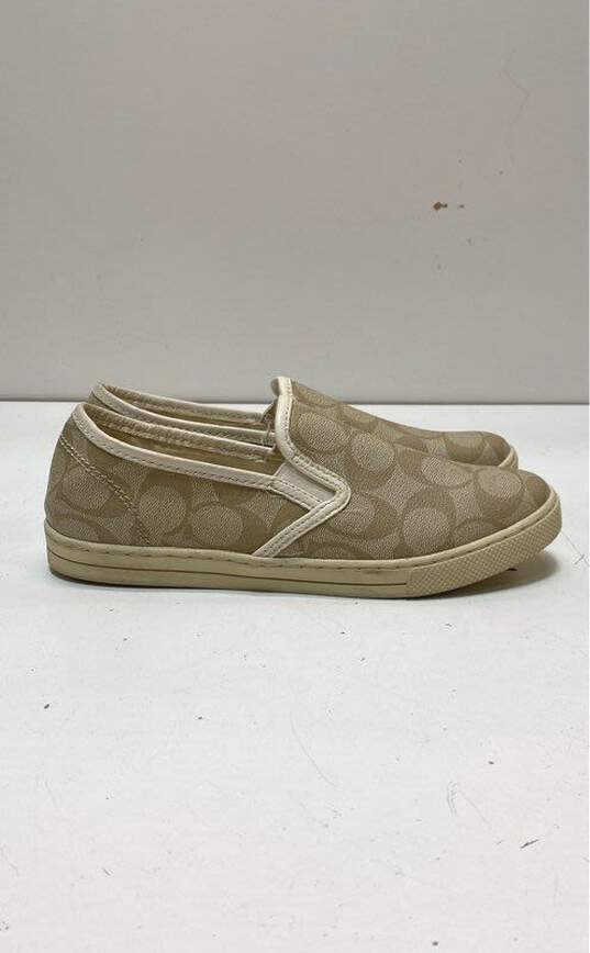 COACH Parkside Beige Signature Canvas Slip On Sneakers Size 6.5 B image number 1