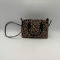 Womens Black Leather Leopard Print Zipper Double Handle Crossbody Bag Purse image number 1