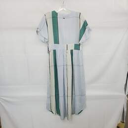 O'Neil Blue & Green Stripe Cotton Blend Midi Dress WM Size M NWT alternative image