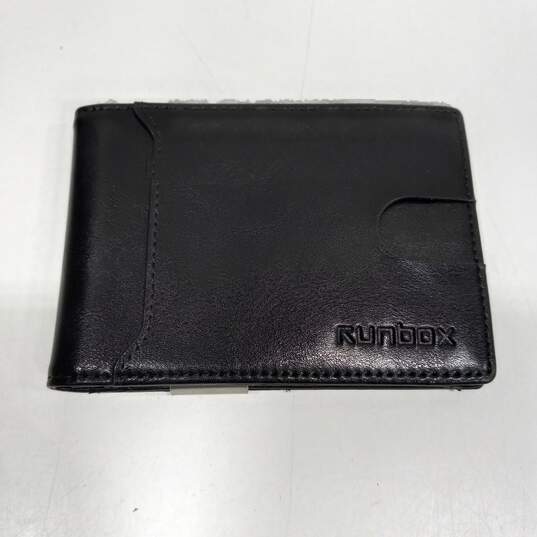 Runbox Black Leather Slim Minimalist Wallet With Money Clip IOB image number 3