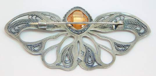 Vintage Silpada Sterling Silver Filigree Cubic Zirconia Butterfly Brooch 8.9g image number 4