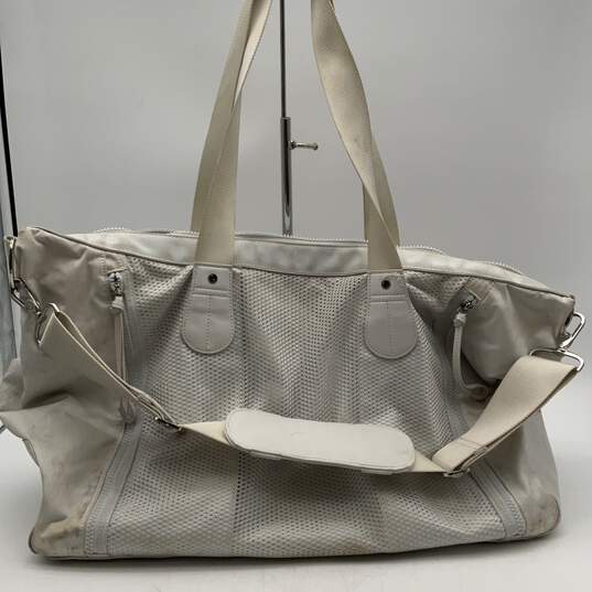 Lululemon Womens White Mesh Double Handle Detachable Strap Duffle Bag image number 1