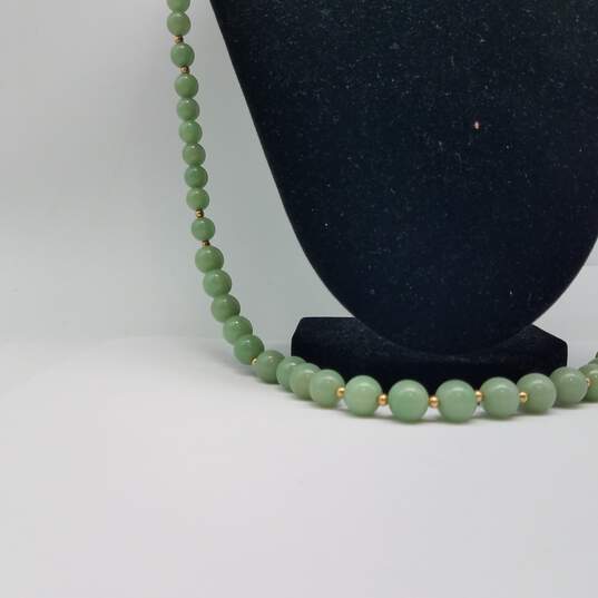 Sterling Silver Green Gemstone Gold Tone Bead 29in Necklace 75.1g image number 5