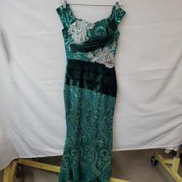 Vintage Handmade Green Sequin Sleeveless Maxi Dress Women's LG