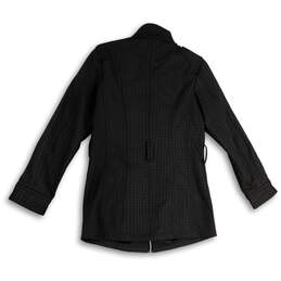 Womens Black Houndstooth Pockets Long Sleeve Full-Zip Jacket Size Small alternative image