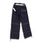NWT Womens Black Denim Dark Wash Elastic Waist Wide Leg Baggy Jeans Size 29 image number 2