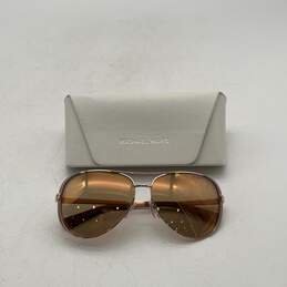 Womens Pink Frame Gold Lens Chelsea 5004 Brown Aviator Sunglasses With Case