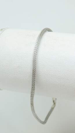 14K White Gold Woven Foxtail Chain Bracelet 2.3g