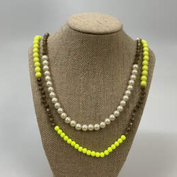 Designer J. Crew Gold-Tone Chain Multicolor Pearl Beaded Necklace