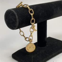 Designer J. Crew Gold-Tone Large Link Chain Toggle Charm Bracelet