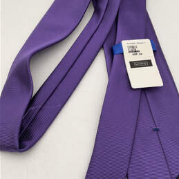NWT Mens Purple Silk Striped Classic Adjustable Pointed Designer Neck Tie alternative image