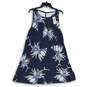 NWT Womens Navy Blue White Floral Sleeveless Scoop Neck A-Line Dress Size Large image number 1