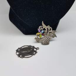 Sterling Silver Asst. Gemstone Faceted Crystal Pendant Brooch Earring Bundle 5pcs 15.9g alternative image