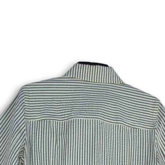Jones New York Womens White Gray Striped Collared Long Sleeve Jacket Size M image number 4