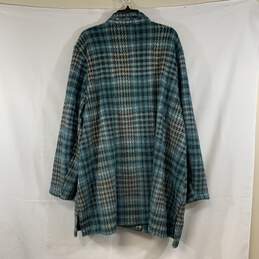 Women's Teal Check Maurices Fuzzy Duster Cardigan, Sz. 3X alternative image