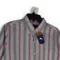 NWT Mens Pink Gray Striped Spread Collar Long Sleeve Button-Up Shirt Size M image number 3