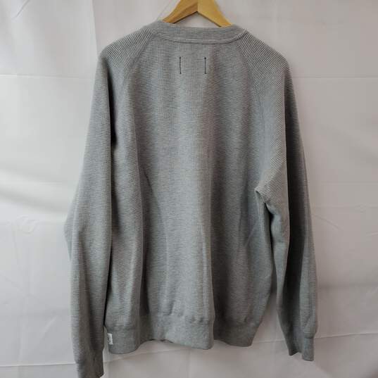Reigning Champ Gray Cotton Snap Up V-Neck LS Sweater LG image number 2