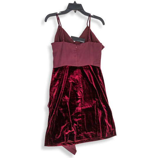 NWT Womens Purple V-Neck Spaghetti Strap Back Zip Velvet Mini Dress Size S image number 2