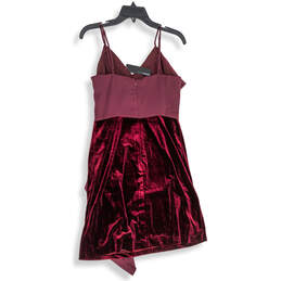 NWT Womens Purple V-Neck Spaghetti Strap Back Zip Velvet Mini Dress Size S alternative image