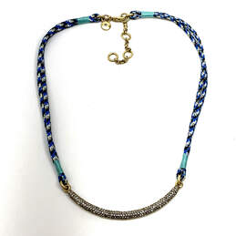 Designer J. Crew Gold-Tone Pave Blue Rope Lobster Clasp Collar Necklace alternative image