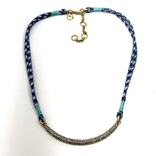 Designer J. Crew Gold-Tone Pave Blue Rope Lobster Clasp Collar Necklace image number 2