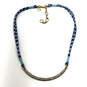 Designer J. Crew Gold-Tone Pave Blue Rope Lobster Clasp Collar Necklace image number 2