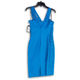 NWT Womens Blue Double Strap Back Zip Knee Length Bodycon Dress Size 4 alternative image