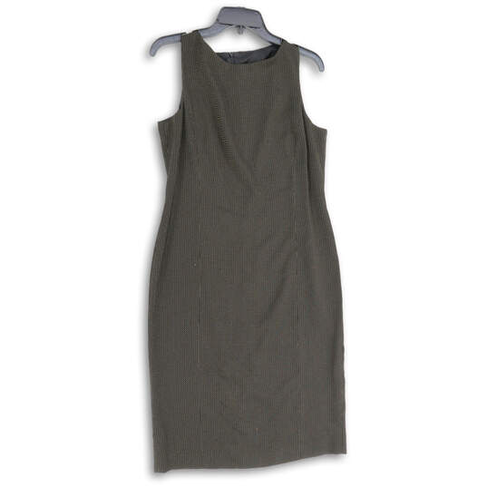 Womens Black Tan Round Neck Sleeveless Back Zip Sheath Dress Size 8 image number 1