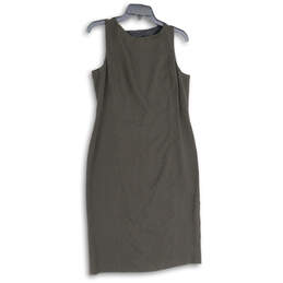 Womens Black Tan Round Neck Sleeveless Back Zip Sheath Dress Size 8