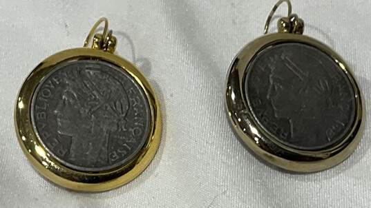 Vintage French republic Coin Dangle Earrings image number 3