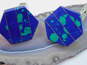 Taxco Mexico 925 Modernist Faux Azurite Inlay Hexagon Geometric Cuff Links 14.3g image number 2