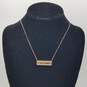 Michael Kors Rose Tone Crystals Signature Plaque 18 1/2" Necklace 6.4g image number 1