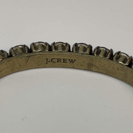 Designer J. Crew Gold-Tone Rhinestone Classic Cuff Bracelet With Dust Bag image number 4